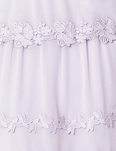 Marca Amazon - TRUTH & FABLE Vestido midi de gasa con bordado floral para mujer, Morado (Lilac), 44, Label: XL