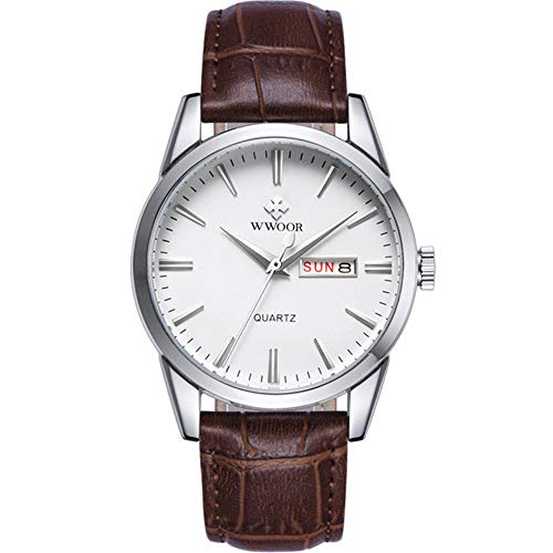 Marca Relojde Hombre Fecha Día Correa de Cuero Genuino Relojes Deportivos Relojde Cuarzo Casual para Hombre Relojde Pulsera Relojfamoso
