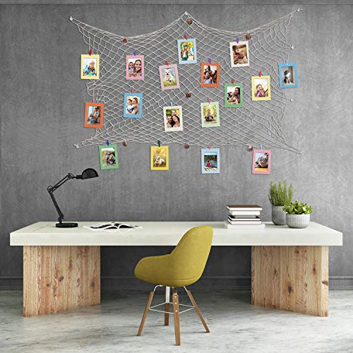 Marco de Fotos de Papel de Bricolaje Decoración de La Pared Del Hogar Fotos Álbum Colgante Con Cuerda y Clip y Decorativa Red de Pesca 30 Piezas 10 Colores