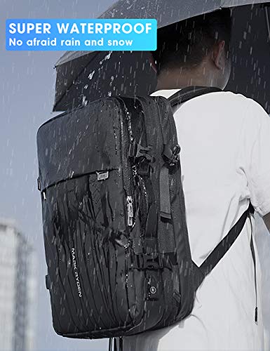 MARK RYDEN Mochila de Viaje 26-40L Hombre Mujer Maleta de Cabina Mochila Impermeable de Equipaje de Mano Aprobada para Transporte Avion IATA/EasyJet/Ryanair para 17.3 portátil