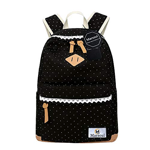 Marsoul Mochilas Escolares, Mujer Mochila Escolar Lona Grande Bolsa Estilo Étnico Vendimia Casual Colegio Bolso para Chicas (Lace)