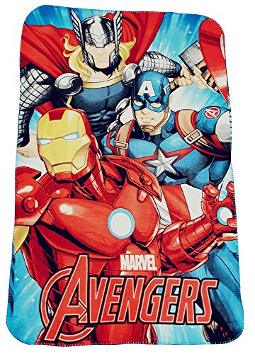 Marvel Avengers Manta polar con Thor, Iron-Man y Capitán América, manta infantil 100 x 150 cm, Öko Tex Standard 100