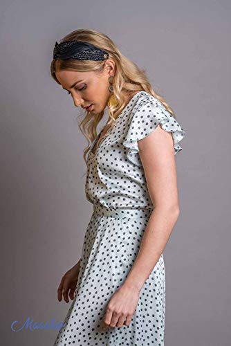 Masario Tocado Diadema de Paja Trenzada y Abaca Modelo Camille Abaca. Color Natural. 6 cm de ancho y 36 cm de largo. 1 ud. (Negro, 6 cm de ancho y 36 cm de largo aprox.)