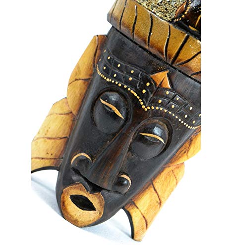 Máscara africana de 30 cm, de madera, Decoración de tortuga, arena y conchas cauris