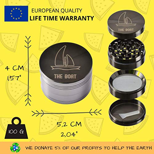 Máscara con Bong + Grinder THE BOAT 4 partes con rascador polen - kit para fumar tabaco.