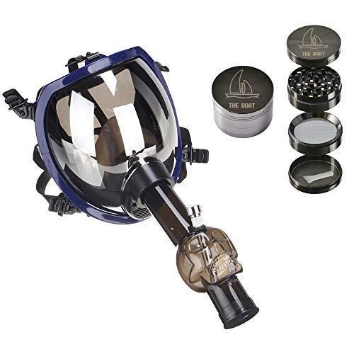 Máscara con Bong + Grinder THE BOAT 4 partes con rascador polen - kit para fumar tabaco.