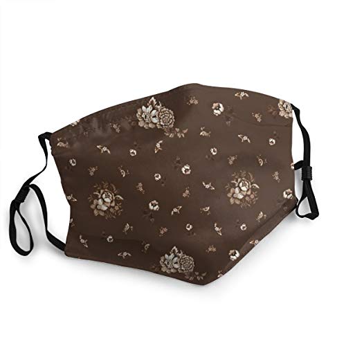 Máscara facial inglesa floral marrón lavable reutilizable, cara de la boca proteger bandana pasamontañas máscara de polvo unisex gran regalo