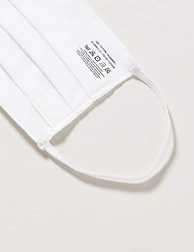Máscara reutilizable de Oscar Apparels, 100% algodón con sello de BCI (Better Cotton Initiative) y Cinta Elástica, Blanca, Adulto (10 pack)