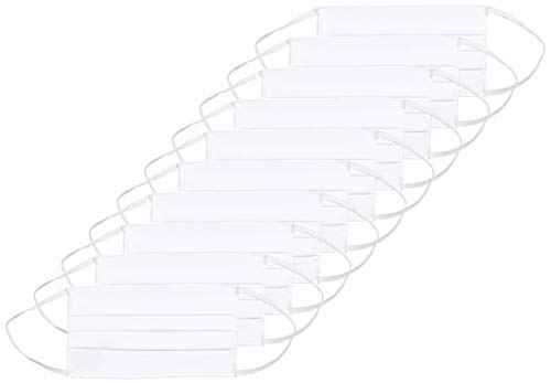Máscara reutilizable de Oscar Apparels, 100% algodón con sello de BCI (Better Cotton Initiative) y Cinta Elástica, Blanca, Adulto (10 pack)