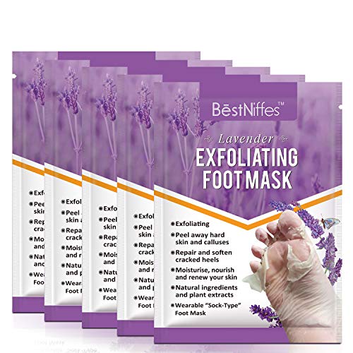 Mascarilla exfoliante para pies con lavanda - 5 paquetes Mascarilla exfoliante para niños Células muertas Eliminación de reparaciones Tacones ásperos y alisados en 5 días