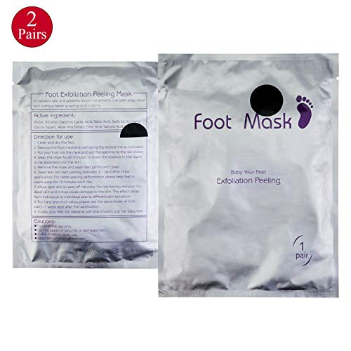 Mascarilla exfoliante para pies para pies de bebé, 2 pares de calcetines para piel dura, elimina callos y piel muerta dura, pies suaves en 7 días. Enriquecido con aloe vera