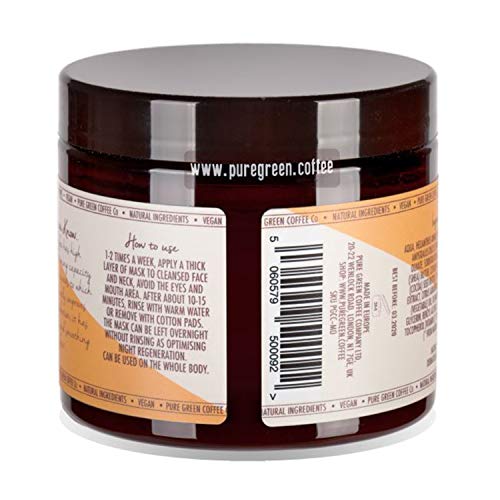 Mascarilla hidratante y nutritiva, para rostro y cuerpo de Pure Green Coffee Company. ACLARADOR de Naranja, enriquecido con café verde para una hidratación intensa de la piel – Vegano - 200 ml
