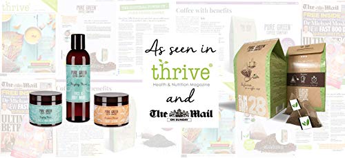 Mascarilla hidratante y nutritiva, para rostro y cuerpo de Pure Green Coffee Company. Frescura de menta, enriquecida con café verde para una piel hidratada intensa, producto vegano. Frasco de 200 ml