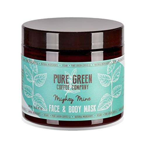 Mascarilla hidratante y nutritiva, para rostro y cuerpo de Pure Green Coffee Company. Frescura de menta, enriquecida con café verde para una piel hidratada intensa, producto vegano. Frasco de 200 ml