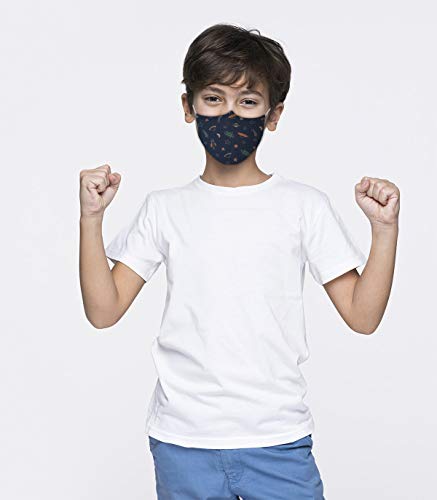 Mascarilla Higiénica infantil [ Galaxia ] | Algodón hidrófugo y antibacteriano | Lavable | Tejido Certificado y Homologado | Unisex niño y niña | Ajustable en tamaño | Elige talla 3 a 13 años