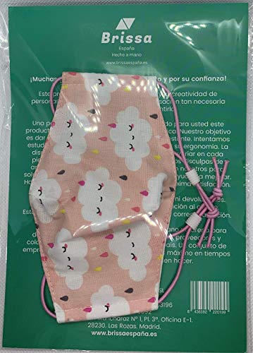 Mascarilla higiénica infantil homologada UNE 0065 bebé 3-4 años con filtro fijo lavable_marca: Brissa España