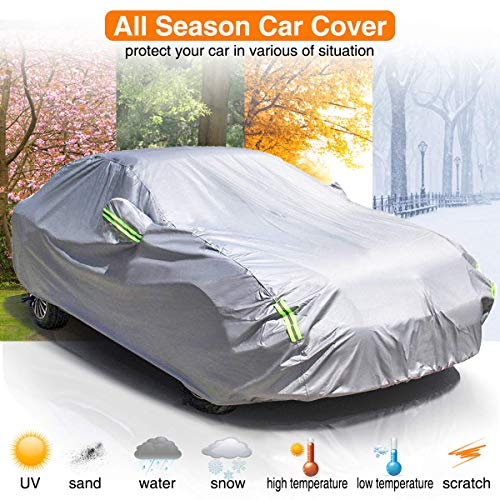 MATCC Funda para Coche Exterior Cubierta del Coche Impermeable Lona Coche Exterior Resistente al Polvo Lluvia Rasguño y Nieve Actualizar 210T(470 * 180 * 150cm)