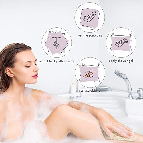 Matogle Esponja Exfoliante Loofah 2 pcs Esponjas de Luffa con 2 pcs Bolsa de Jabón de Sisal Natural Cuidado Esencial de Piel Limpieza Profunda Corporal Siministro para Baño y Ducha
