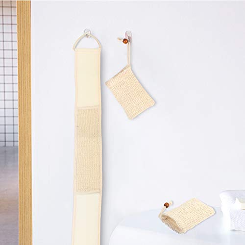Matogle Esponja Exfoliante Loofah 2 pcs Esponjas de Luffa con 2 pcs Bolsa de Jabón de Sisal Natural Cuidado Esencial de Piel Limpieza Profunda Corporal Siministro para Baño y Ducha