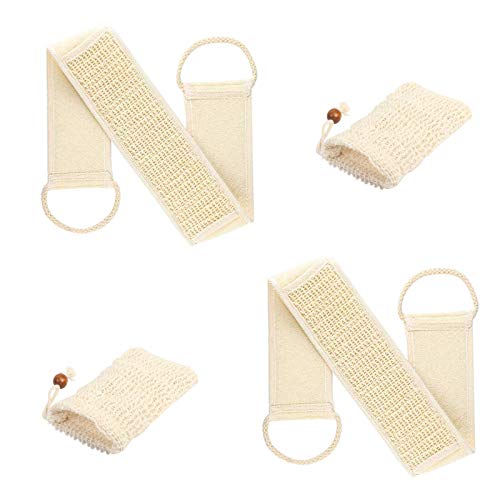 Matogle Esponja Exfoliante Loofah 2 pcs Esponjas de Luffa con 2 pcs Bolsa de Jabón de Sisal Natural Cuidado Esencial de Piel Limpieza Profunda Corporal Siministro para Baño y Ducha