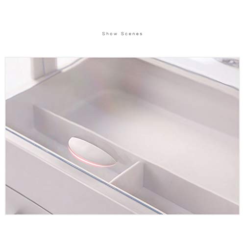 MAXIA Caja De Almacenamiento Cosmética, Estante De Almacenamiento De Escritorio Simple, Estante Grande para El Cuidado De La Piel del Tocador del Baño, con Cubierta Protector (Color : Blanco)