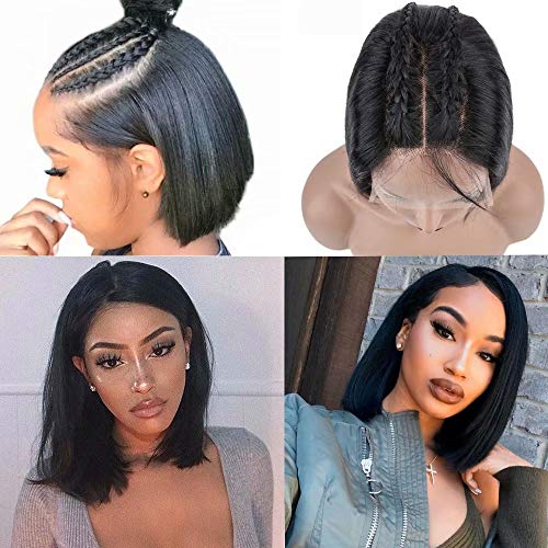 Maxine Bob Wig Lace Front Human Hair Wigs Straight Lace Front Wig for Black Women with Baby Hair 130% Density (8inch)