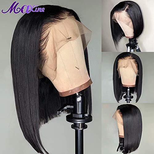 Maxine Bob Wig Lace Front Human Hair Wigs Straight Lace Front Wig for Black Women with Baby Hair 130% Density (8inch)