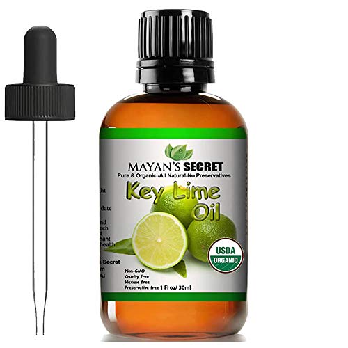 Mayan’s Secret USDA Certified Organic Key Lime Essential Oil for Diffuser & Reed Diffusers (100% PURE & NATURAL - UNDILUTED) Therapeutic Grade - Huge 1oz Bottle - Perfect for Aromatherapy, Relaxation,