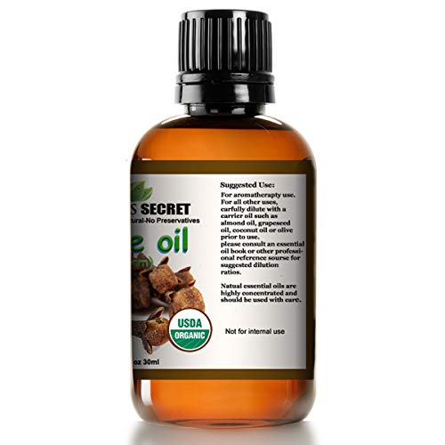 Mayan's Secret USDA Certified Organic Pure Clove Stem Essential Oil - Pure and Natural, Therapeutic Grade Large 1oz Bottle - Perfect for Aromatherapy, Relaxation, Skin Therapy & More