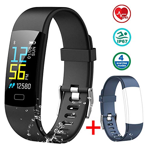 MAYIBAN Pulsera Actividad Inteligente, Pulseras Actividades Impermeable IP67 con Correa Reemplazable, Oxígeno en Sangre Monitor Cardiaco Reloj Pulsaciones GPS para Niños, Mujeres, Hombres
