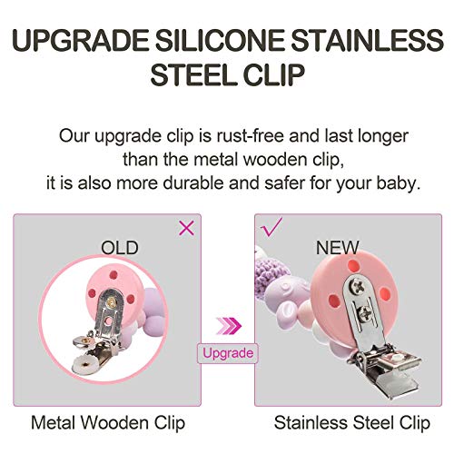 MCGMITT Chupeteros Personalizado Silicona Cadena Chupete Bebe Personalizada Nombre con Nombre Niño Sujeta Chupete(Rosa)