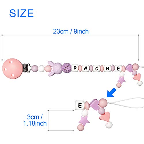 MCGMITT Chupeteros Personalizado Silicona Cadena Chupete Bebe Personalizada Nombre con Nombre Niño Sujeta Chupete(Rosa)
