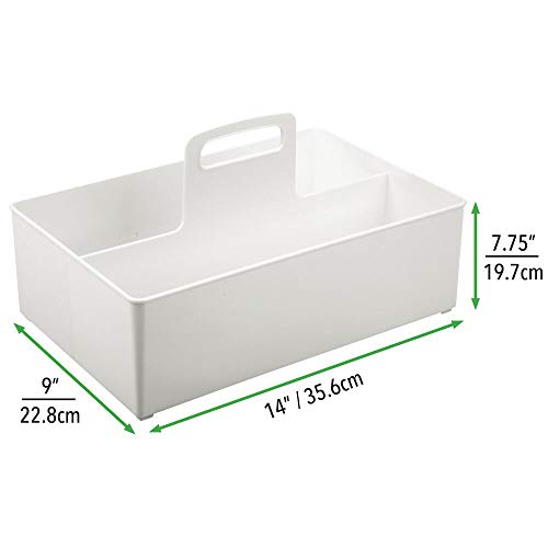 mDesign Caja organizadora con 2 Compartimentos – Organizador de Accesorios portátil para champú, Gel y cosméticos – Cesta para baño con asa de plástico sin BPA – Gris Claro