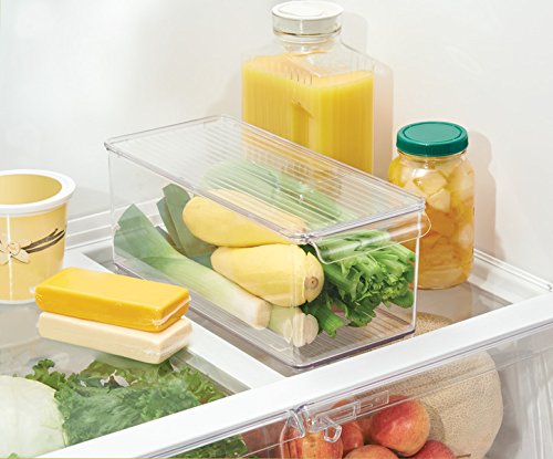 mDesign Caja organizadora transparente - Guardatodo para heladera, cocina, lavadero y más - Contenedor en plástico resistente para guardar todo tipo de objetos - Sin BPA - Apto para alimentos frescos