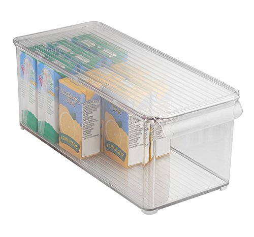 mDesign Caja organizadora transparente - Guardatodo para heladera, cocina, lavadero y más - Contenedor en plástico resistente para guardar todo tipo de objetos - Sin BPA - Apto para alimentos frescos