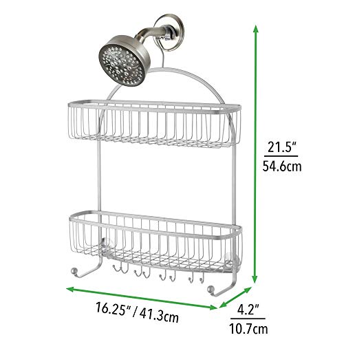 mDesign Organizador de Ducha para Colgar – Práctico Estante para Ducha de Metal Resistente – Cesta de Ducha sin Taladro para Tus Productos de higiene Personal (Botes de champú, Cuchillas, etc).