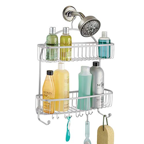 mDesign Organizador de Ducha para Colgar – Práctico Estante para Ducha de Metal Resistente – Cesta de Ducha sin Taladro para Tus Productos de higiene Personal (Botes de champú, Cuchillas, etc).