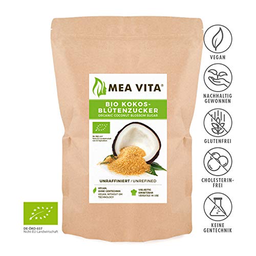 Meavita Azúcar De Coco, Sin Refinar, 1 Paquete (1x 1000 g) En Una Bolsa