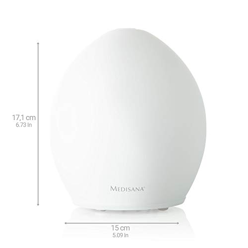 Medisana AD 635 Difusor de aromas de cristal esmerilado, nebulizador con compartimento de aromas, luz de bienestar en 6 colores, ideal para el salón de yoga, spa, 100 ml