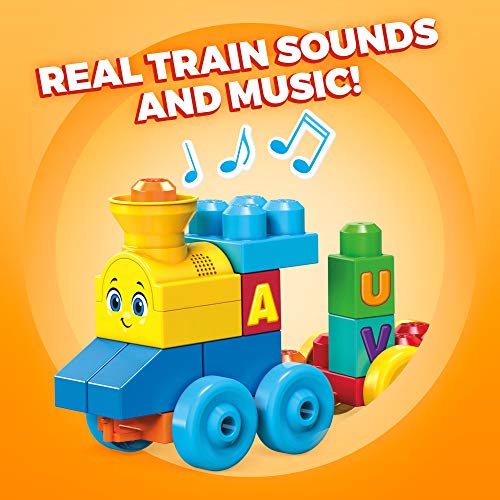 Mega Bloks Tren musical ABC, juguete de construcción para bebé + 1 año (Mattel FWK22)
