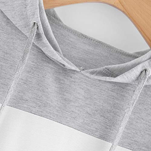 MEIbax Sudadera con Capucha para Mujer de Empalme Grande Patchwork de Manga Larga Casual De Tendencia Primavera otoño Suelto Hoodie Pullover Camisetas Blusa Camisas Superior Jersey Tops