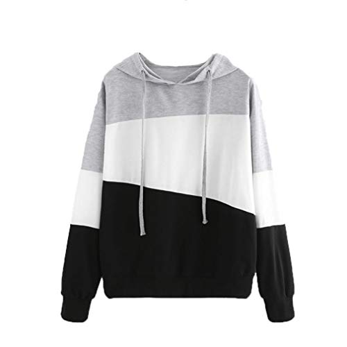 MEIbax Sudadera con Capucha para Mujer de Empalme Grande Patchwork de Manga Larga Casual De Tendencia Primavera otoño Suelto Hoodie Pullover Camisetas Blusa Camisas Superior Jersey Tops