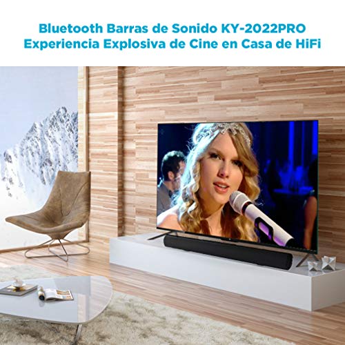 Meidong Barra de Sonido para TV, Barras de Sonido con Control Remoto Audio HiFi 4 Altavoces 50 Vatios 43 Pulgadas Altavoz para TV Montable en la Pared (KY-2022 Pro)