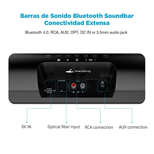 Meidong Barra de Sonido para TV, Barras de Sonido con Control Remoto Audio HiFi 4 Altavoces 50 Vatios 43 Pulgadas Altavoz para TV Montable en la Pared (KY-2022 Pro)
