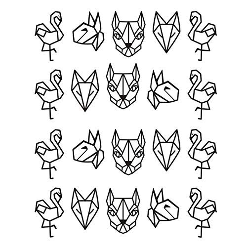 MEIYY Pegatina De Uñas 3 Hojas Pegatinas De Transferencia De Calcomanías De Agua De Dibujos Animados De Animales De Uñas Imagen Geometría Abstracta Linear Nail Art Slider Sticker Decoración