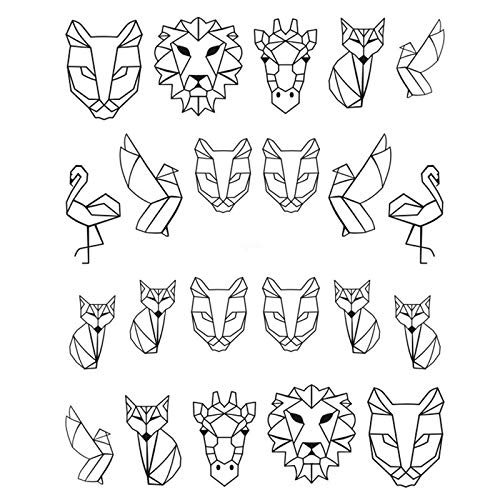 MEIYY Pegatina De Uñas 3 Hojas Pegatinas De Transferencia De Calcomanías De Agua De Dibujos Animados De Animales De Uñas Imagen Geometría Abstracta Linear Nail Art Slider Sticker Decoración