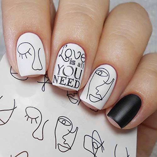MEIYY Pegatina De Uñas 3 Hojas Pegatinas De Transferencia De Calcomanías De Agua De Dibujos Animados De Animales De Uñas Imagen Geometría Abstracta Linear Nail Art Slider Sticker Decoración