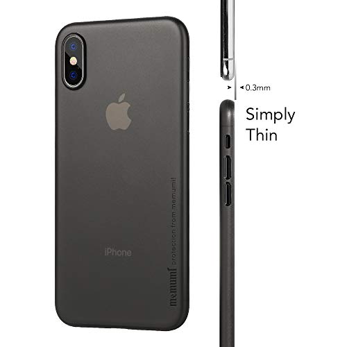 memumi Compatible con iPhone XS Funda, Ultra Slim 0.3 mm Anti-Rasguño y Resistente Huellas Funda para iPhone XS 5.8" (2018) Thin Case Negro Transparente