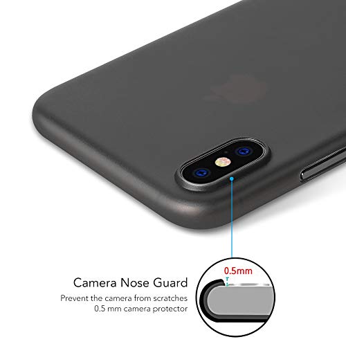 memumi Compatible con iPhone XS Funda, Ultra Slim 0.3 mm Anti-Rasguño y Resistente Huellas Funda para iPhone XS 5.8" (2018) Thin Case Negro Transparente