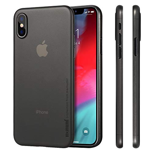 memumi Compatible con iPhone XS Funda, Ultra Slim 0.3 mm Anti-Rasguño y Resistente Huellas Funda para iPhone XS 5.8" (2018) Thin Case Negro Transparente